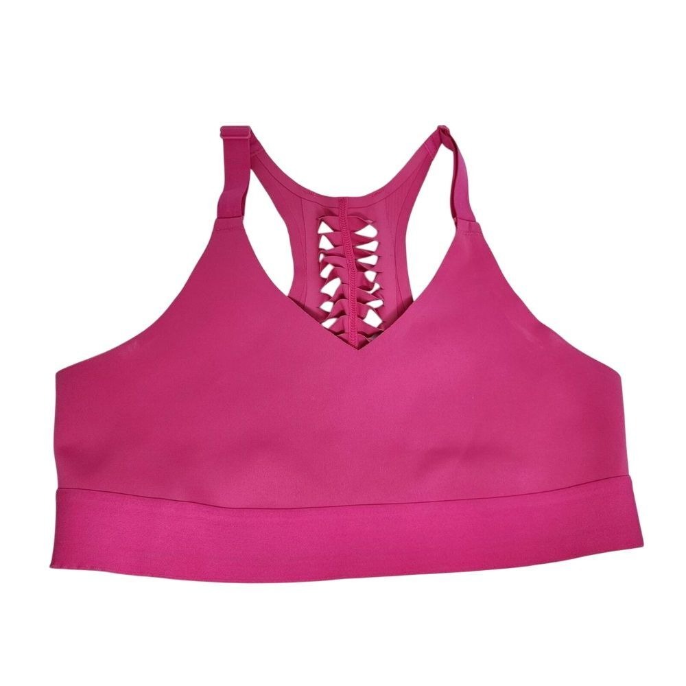 Victoria Sport Sports Bra Womens Small Pink Racerback Lattice Laser Cut V-Neck